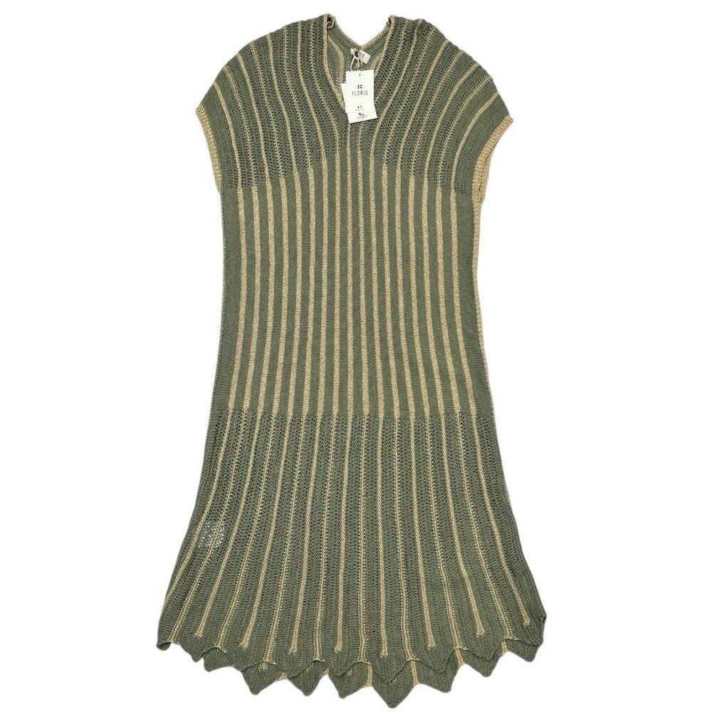 Floris Dress Gold Green Open Knit Crochet Cover Up‎ Size S/M Beachy Boho Resort